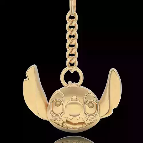 Stitch key holder silver gold printable jewelry 3D model