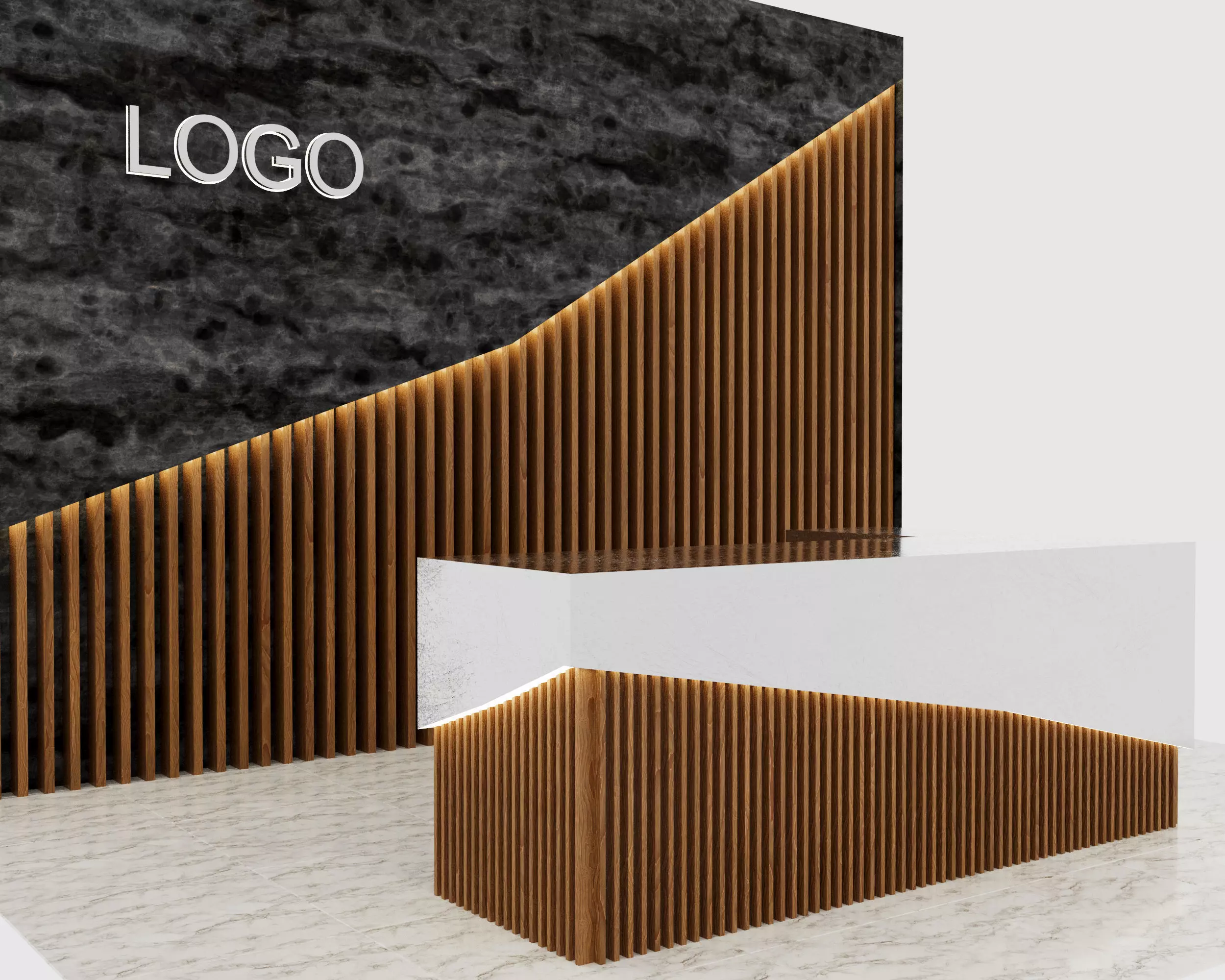 Office reception - wall 3D model