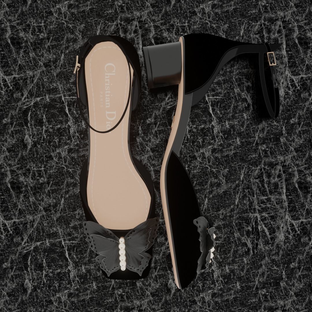 CHRISTIAN DIOR 3D SHOES - WOMAN Low-poly 3D model_2