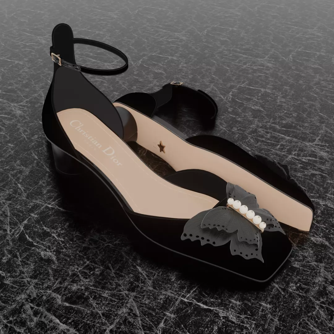 CHRISTIAN DIOR 3D SHOES - WOMAN Low-poly 3D model_0