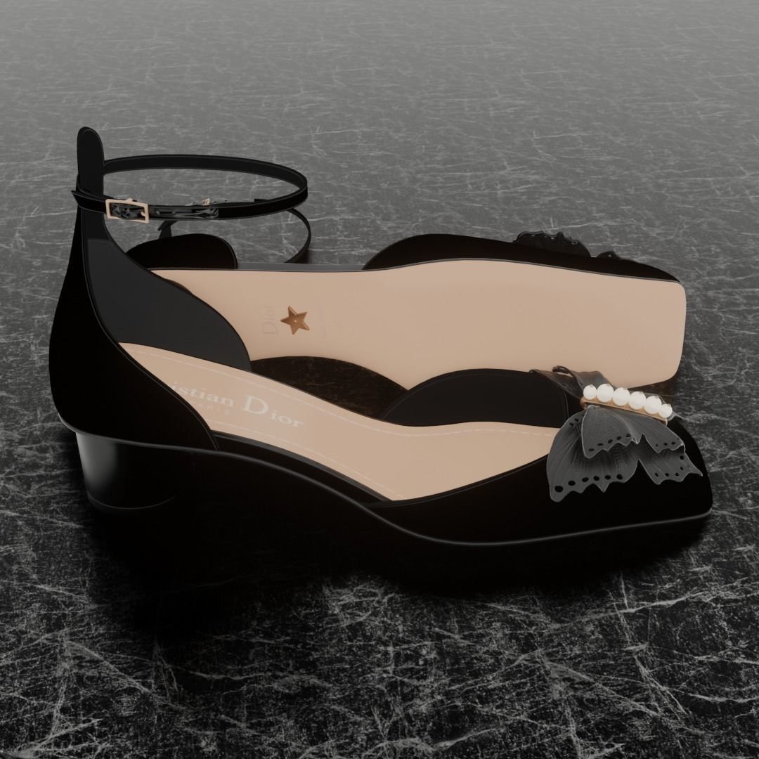CHRISTIAN DIOR 3D SHOES - WOMAN Low-poly 3D model_4