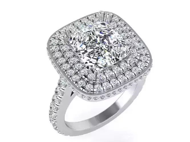 Square Double Halo Ring 3102