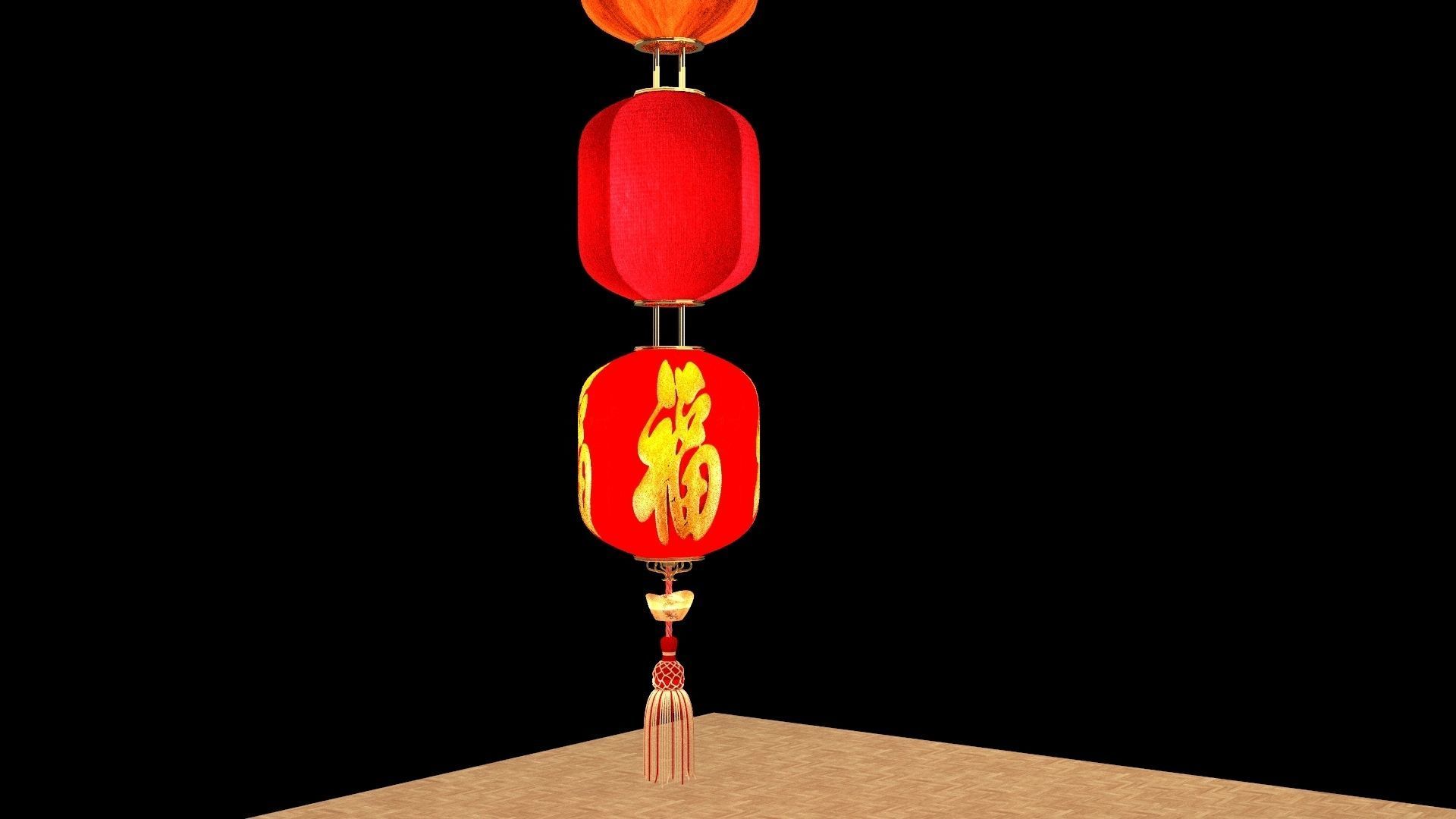 Chinese red  lantern 3D model_2