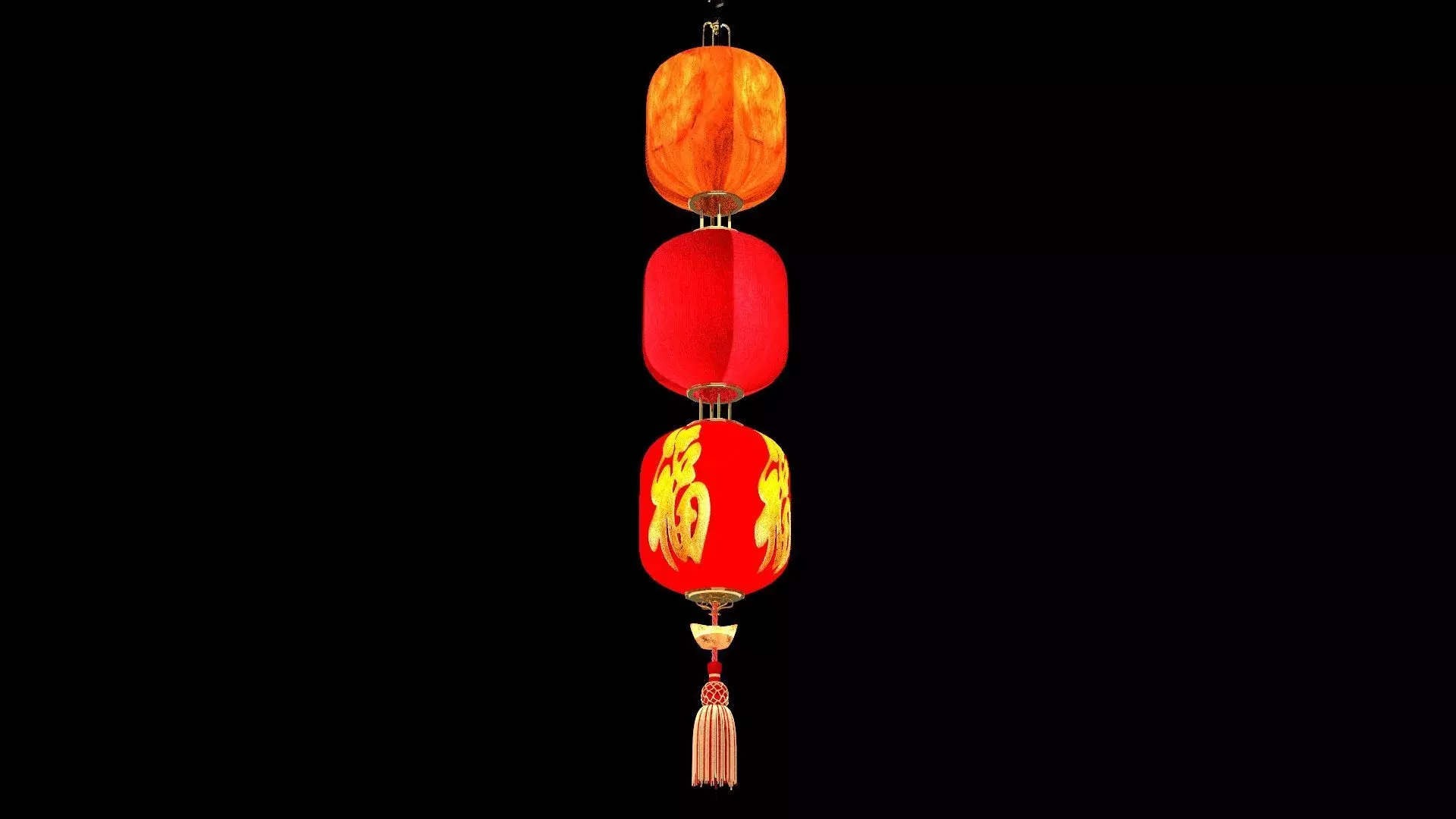 Chinese red  lantern 3D model_0
