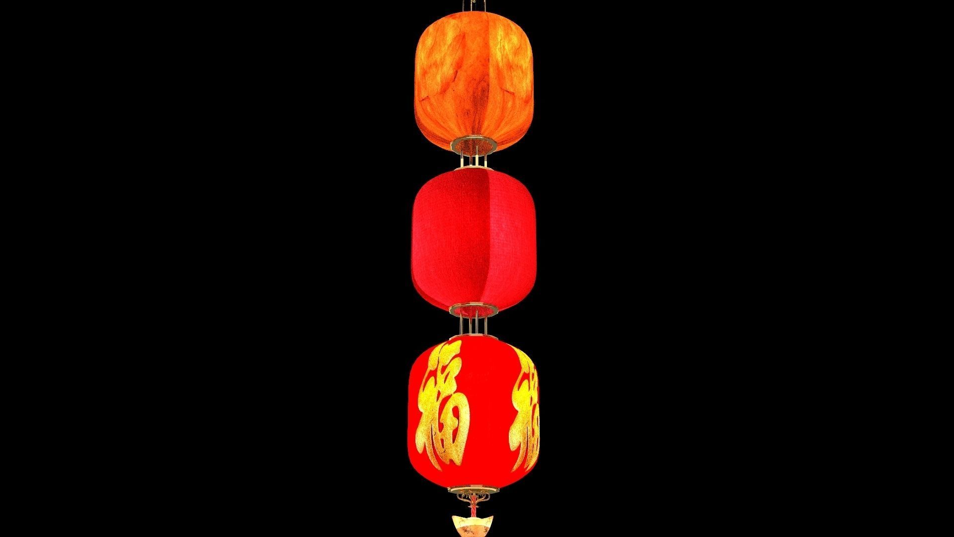 Chinese red  lantern 3D model_3