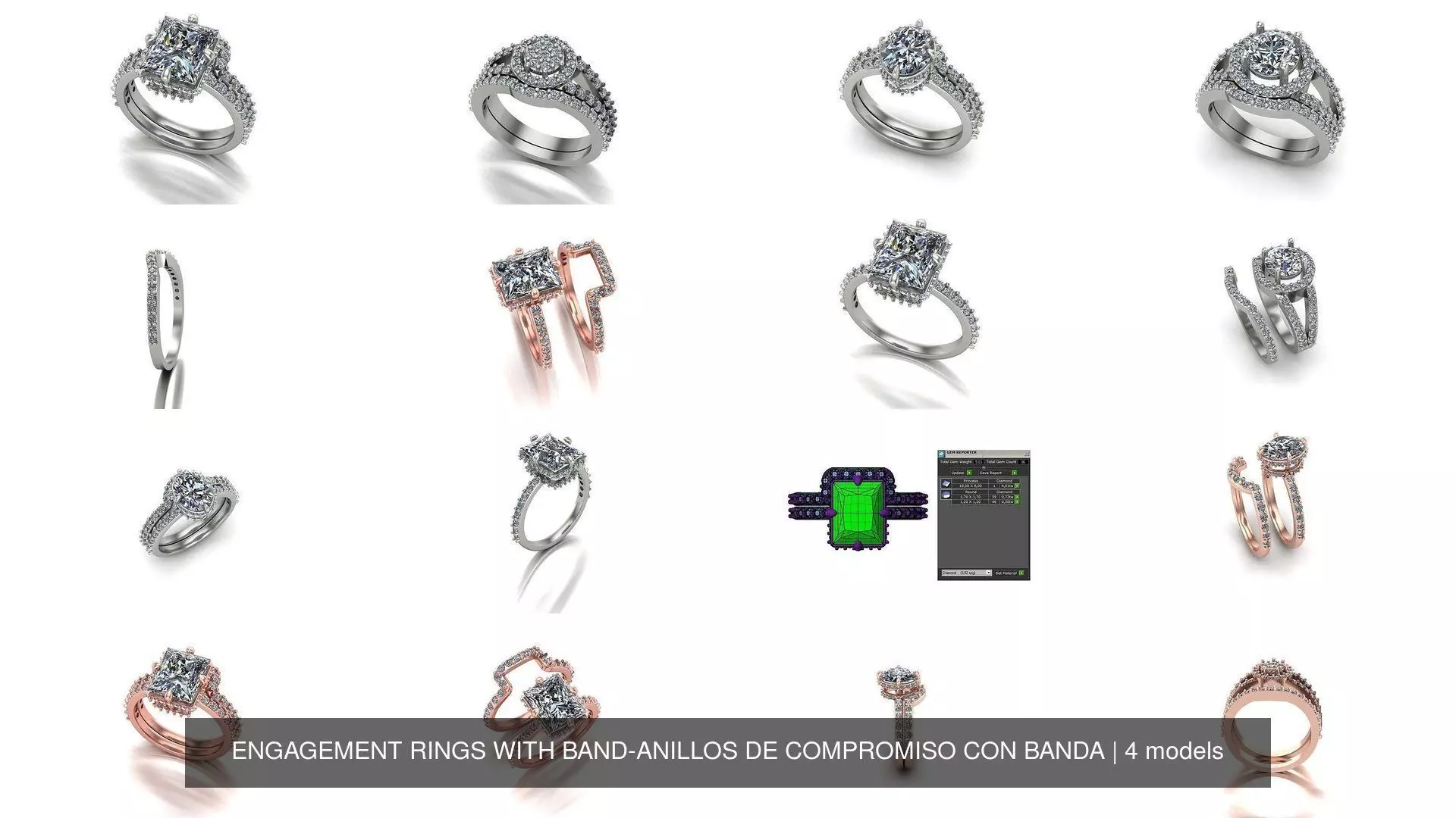 ENGAGEMENT RINGS WITH BAND-ANILLOS DE COMPROMISO CON BANDA 3D Model Collection_0