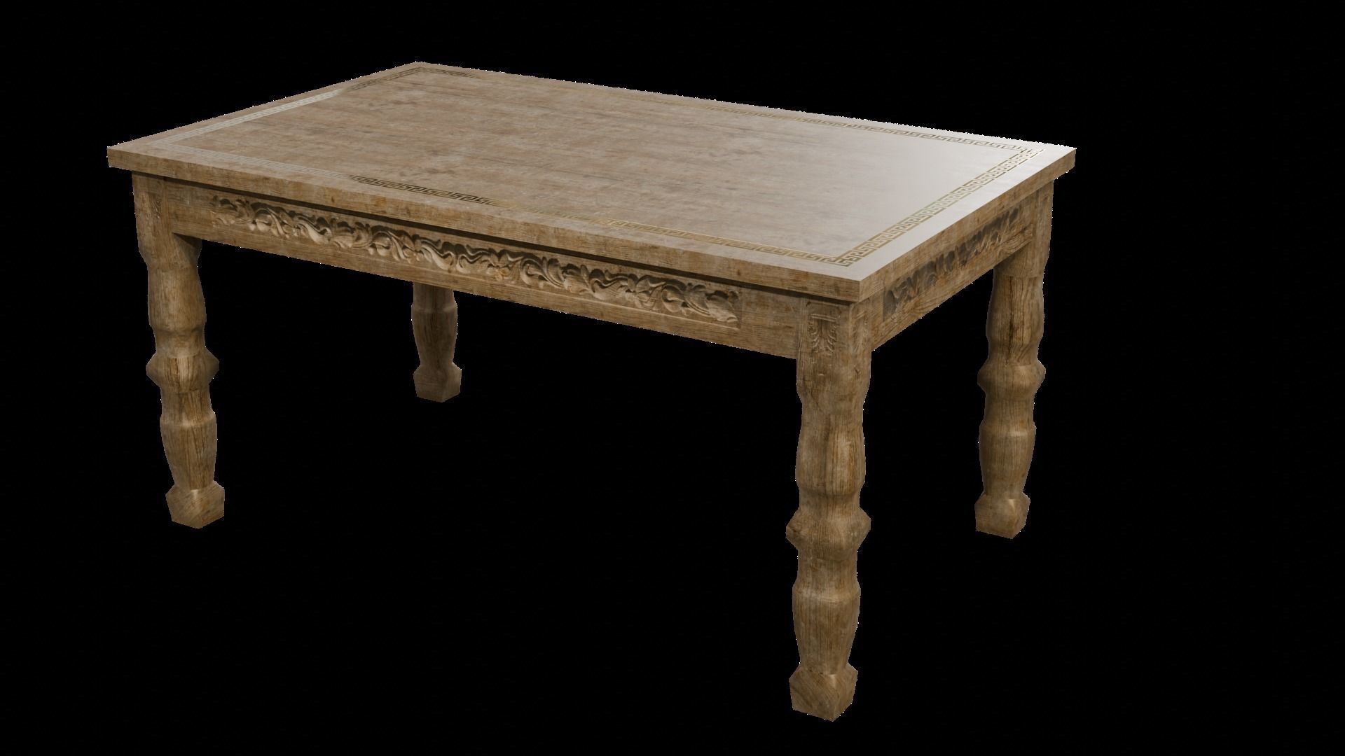 Vintage Table Low-poly 3D model_2