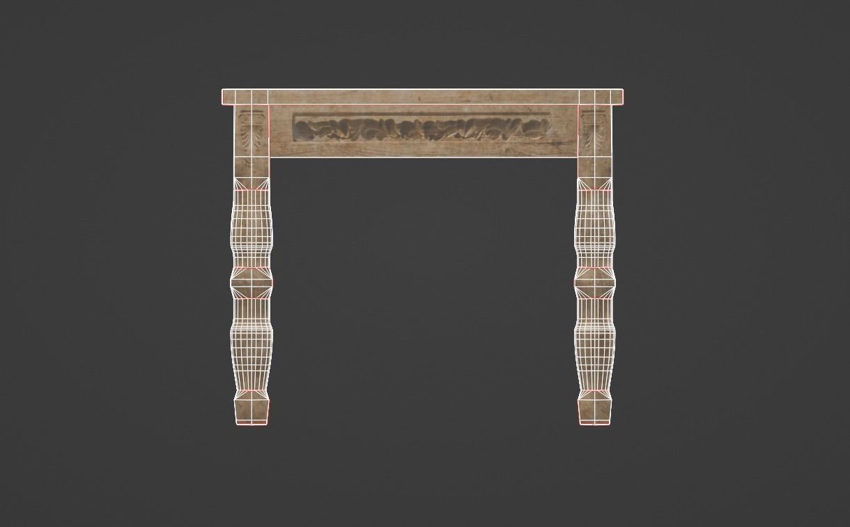 Vintage Table Low-poly 3D model_12