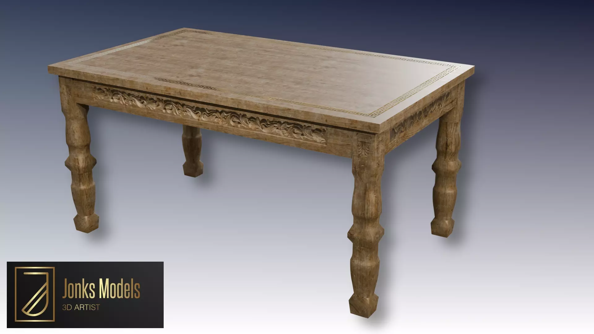 Vintage Table Low-poly 3D model_0