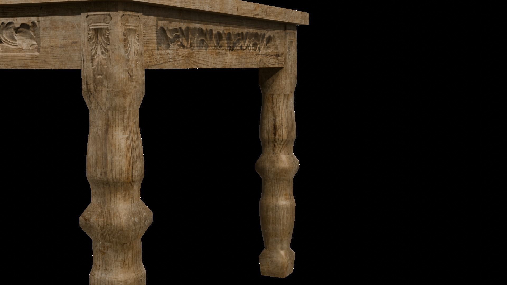 Vintage Table Low-poly 3D model_8