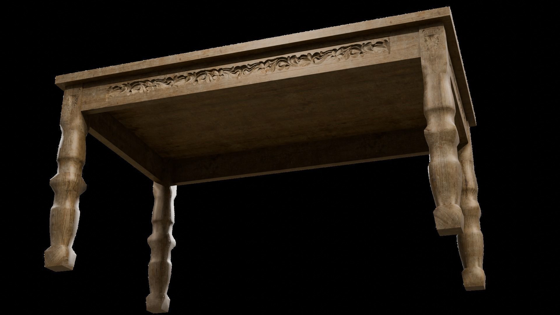 Vintage Table Low-poly 3D model_9