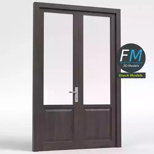Glass panel double door