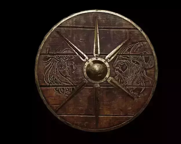 Ancient Norse shield of Jarla Viking Low-poly 3D model