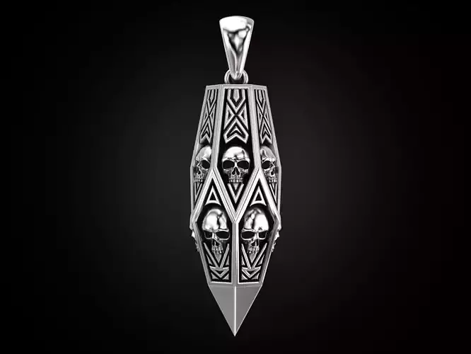 Art Bullet with skulls pendant