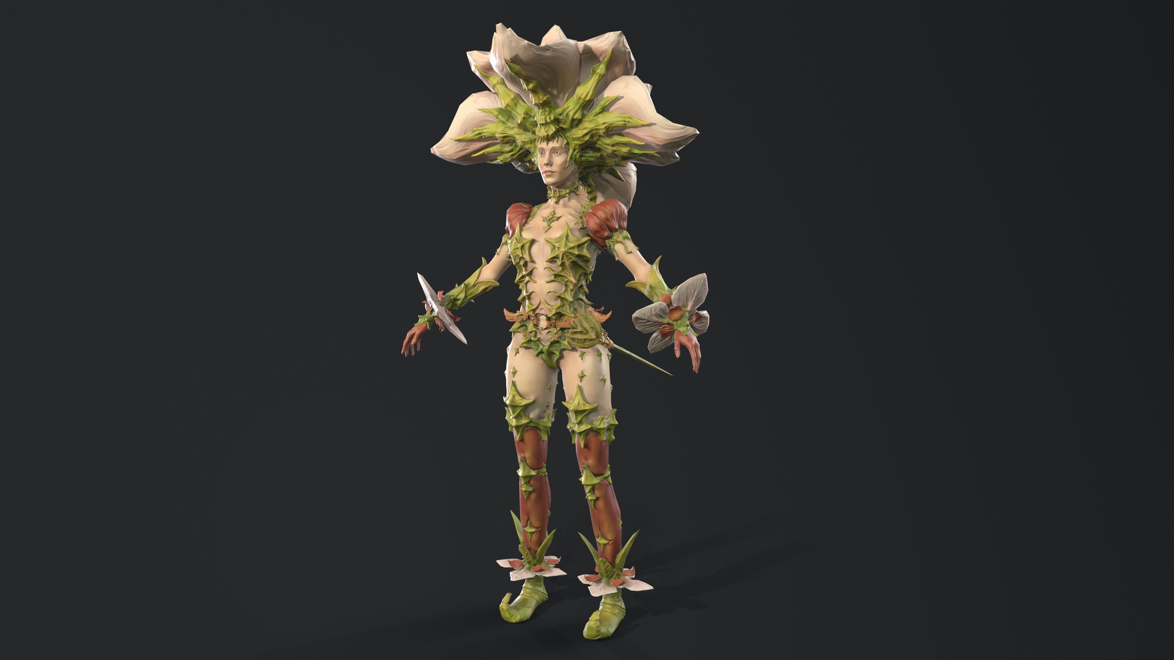 Flower girl Low-poly 3D model_4
