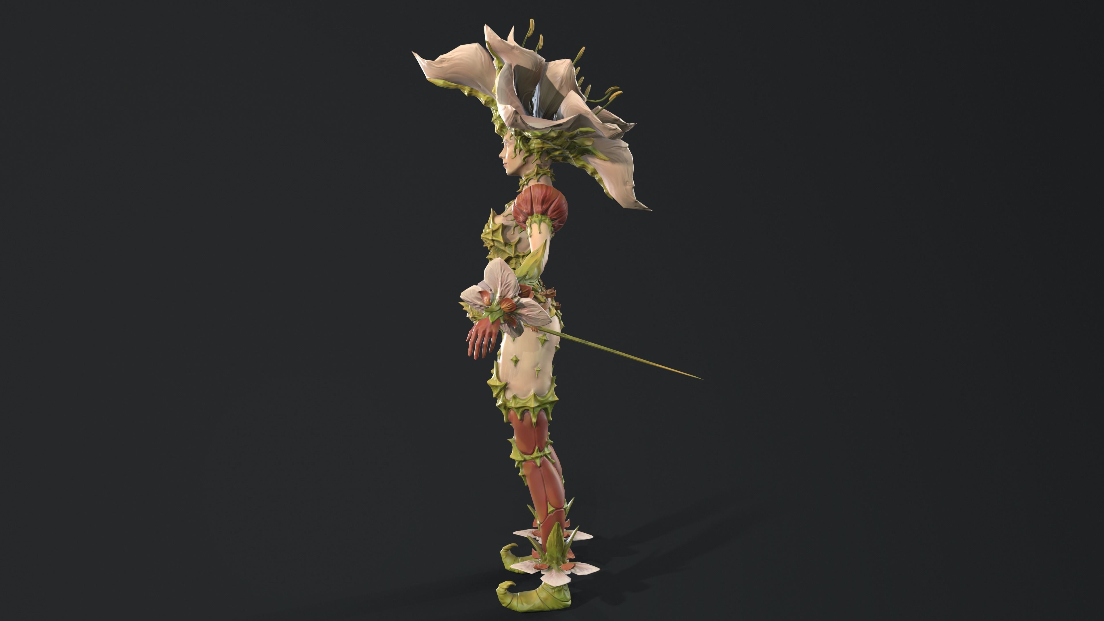 Flower girl Low-poly 3D model_5