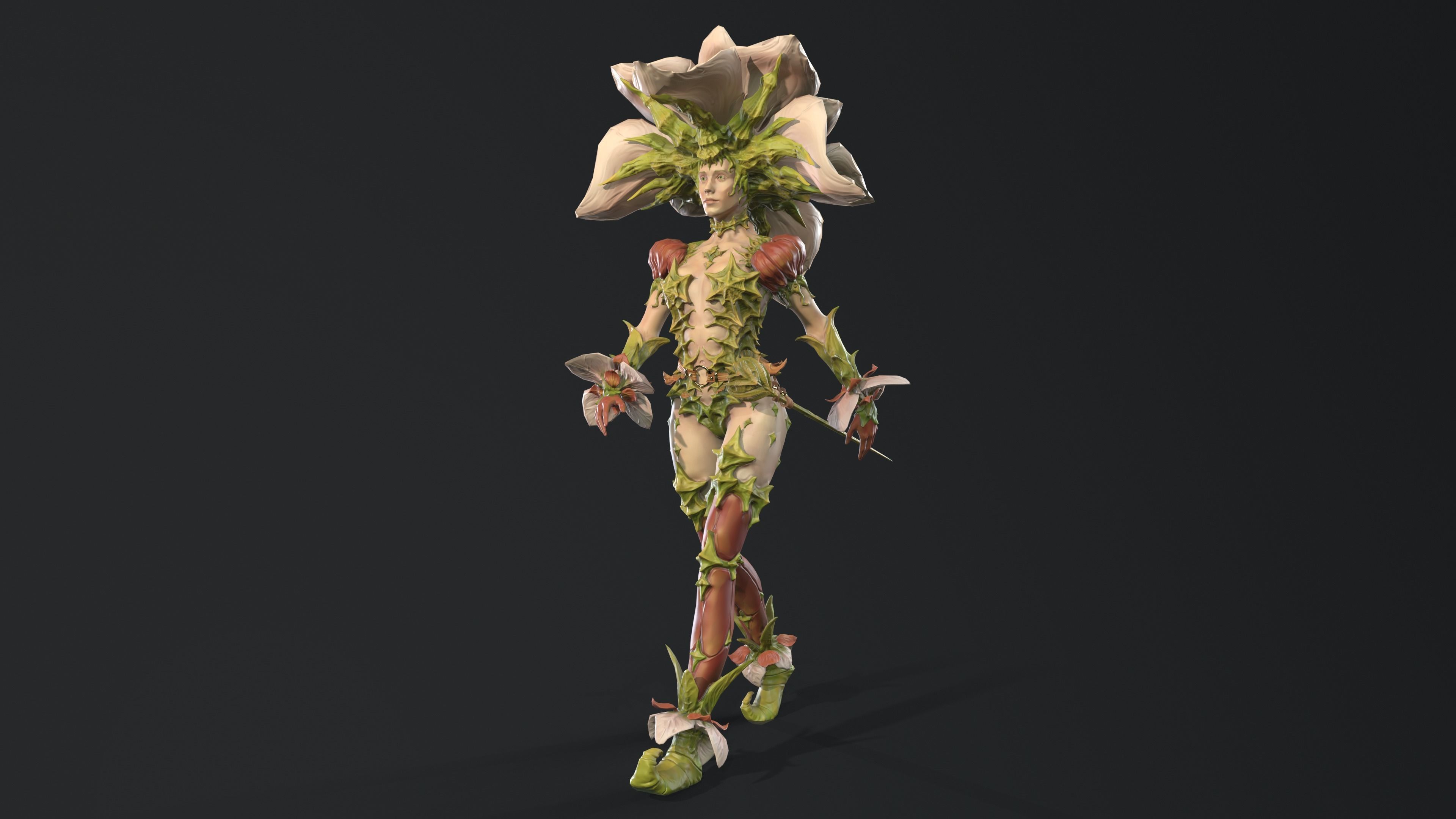 Flower girl Low-poly 3D model_3