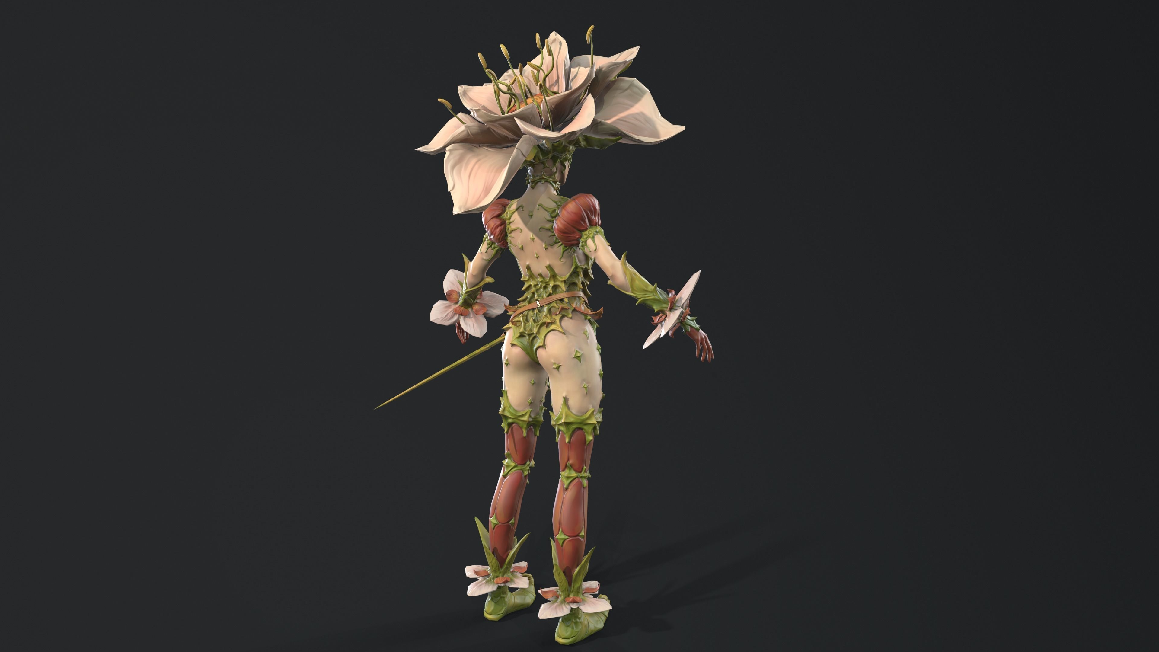 Flower girl Low-poly 3D model_7