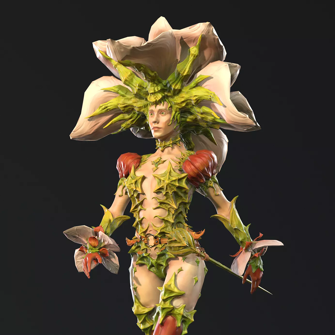 Flower girl Low-poly 3D model_0