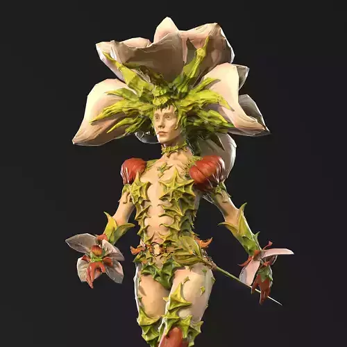 Flower girl Low-poly 3D model