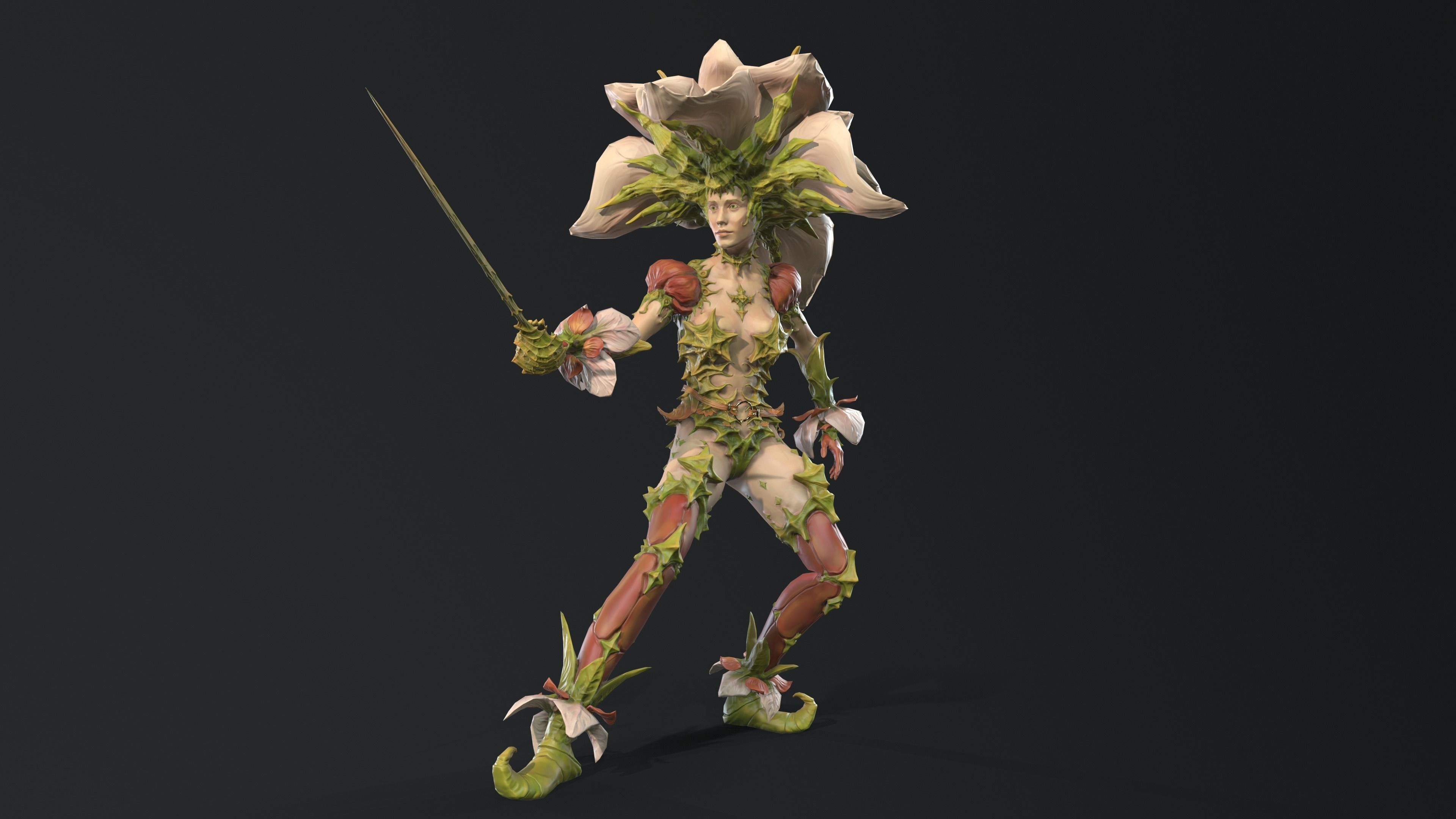 Flower girl Low-poly 3D model_2