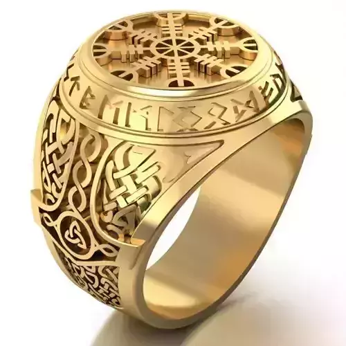 mens ring with  viking  symbols 