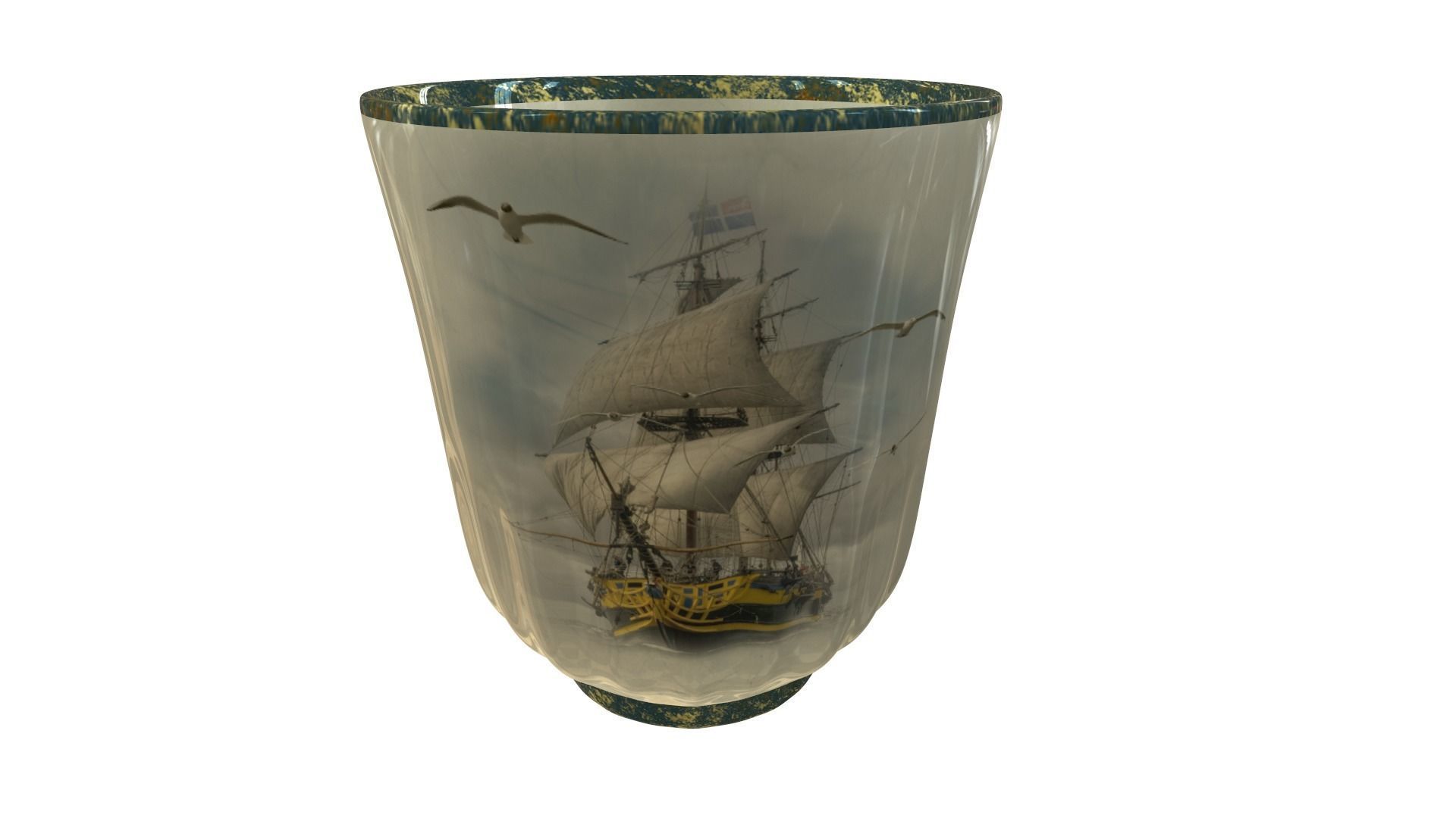 Cup with a ship 3D model_4