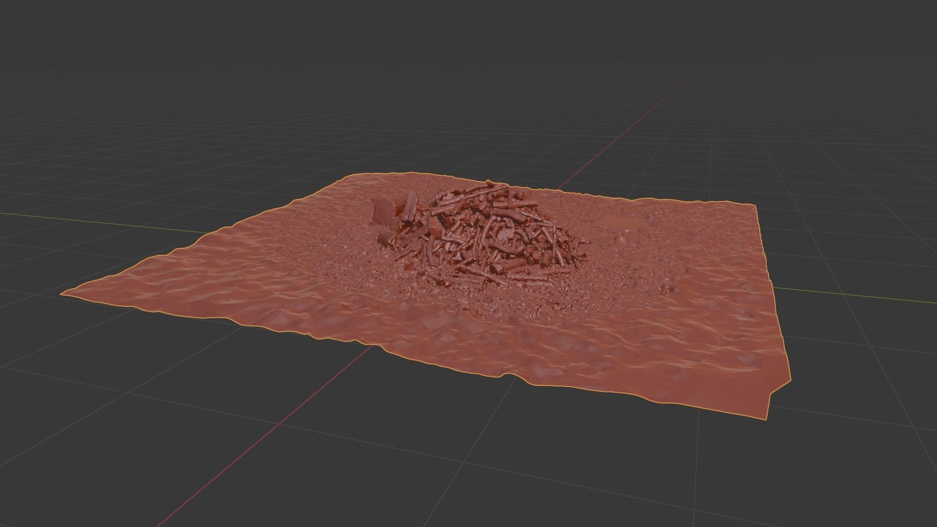 Pile of wood fire chips 3D model_24