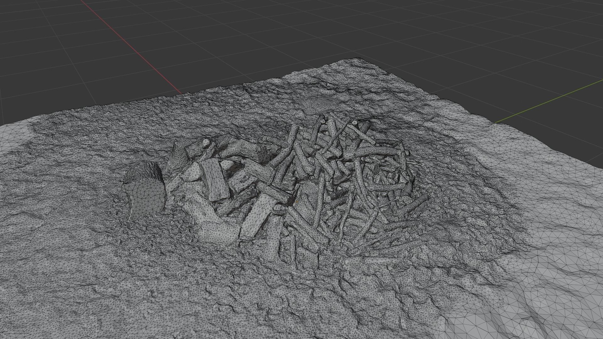 Pile of wood fire chips 3D model_27