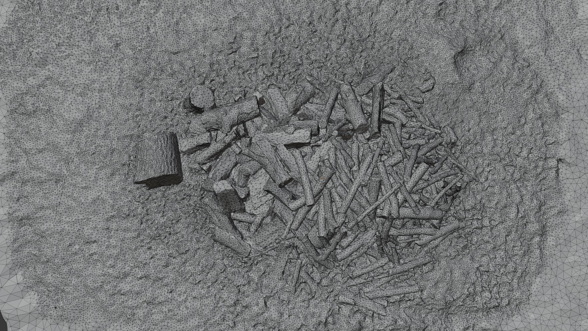 Pile of wood fire chips 3D model_30