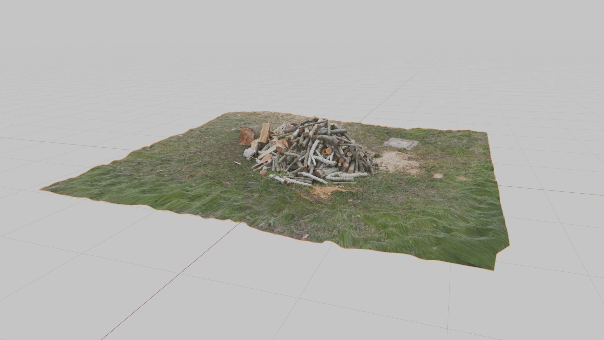 Pile of wood fire chips 3D model_23
