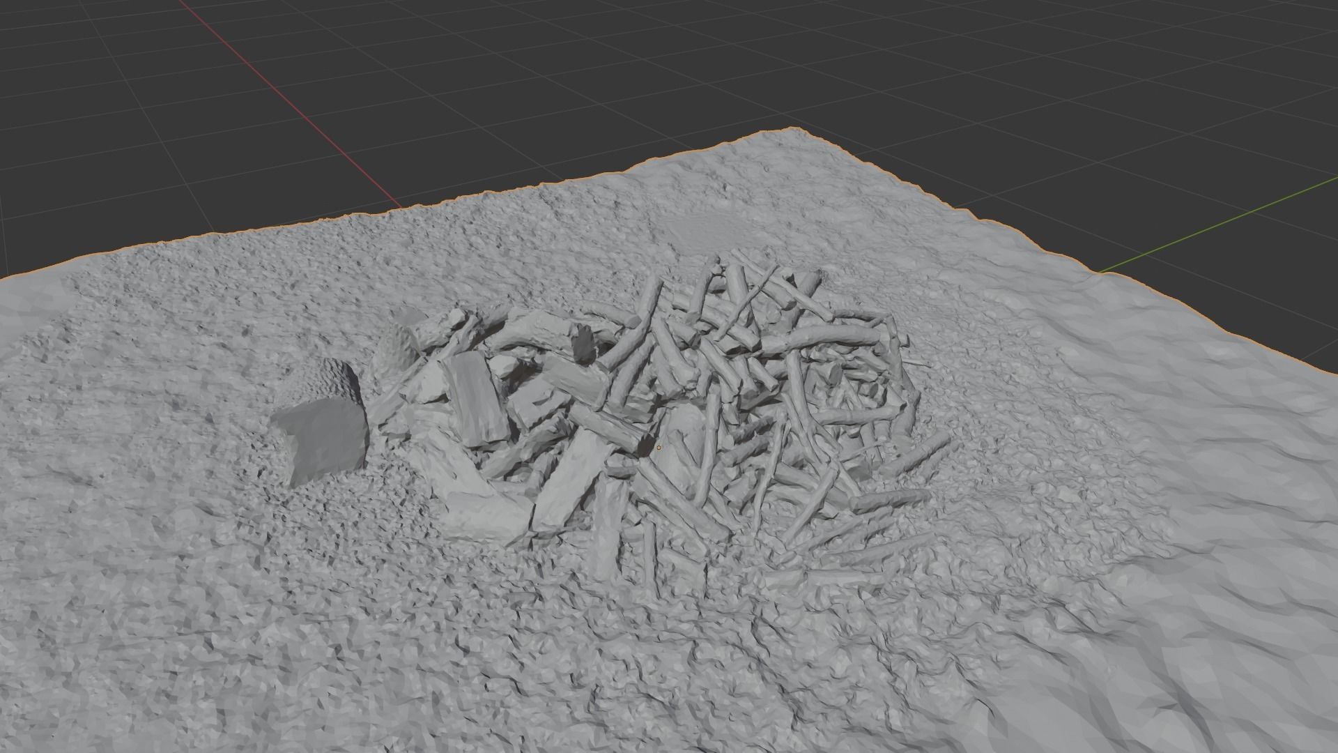 Pile of wood fire chips 3D model_25