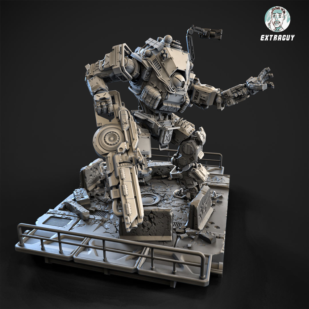 Big Particle Robot Static Pose Set 100mm approx height 3D print model_3