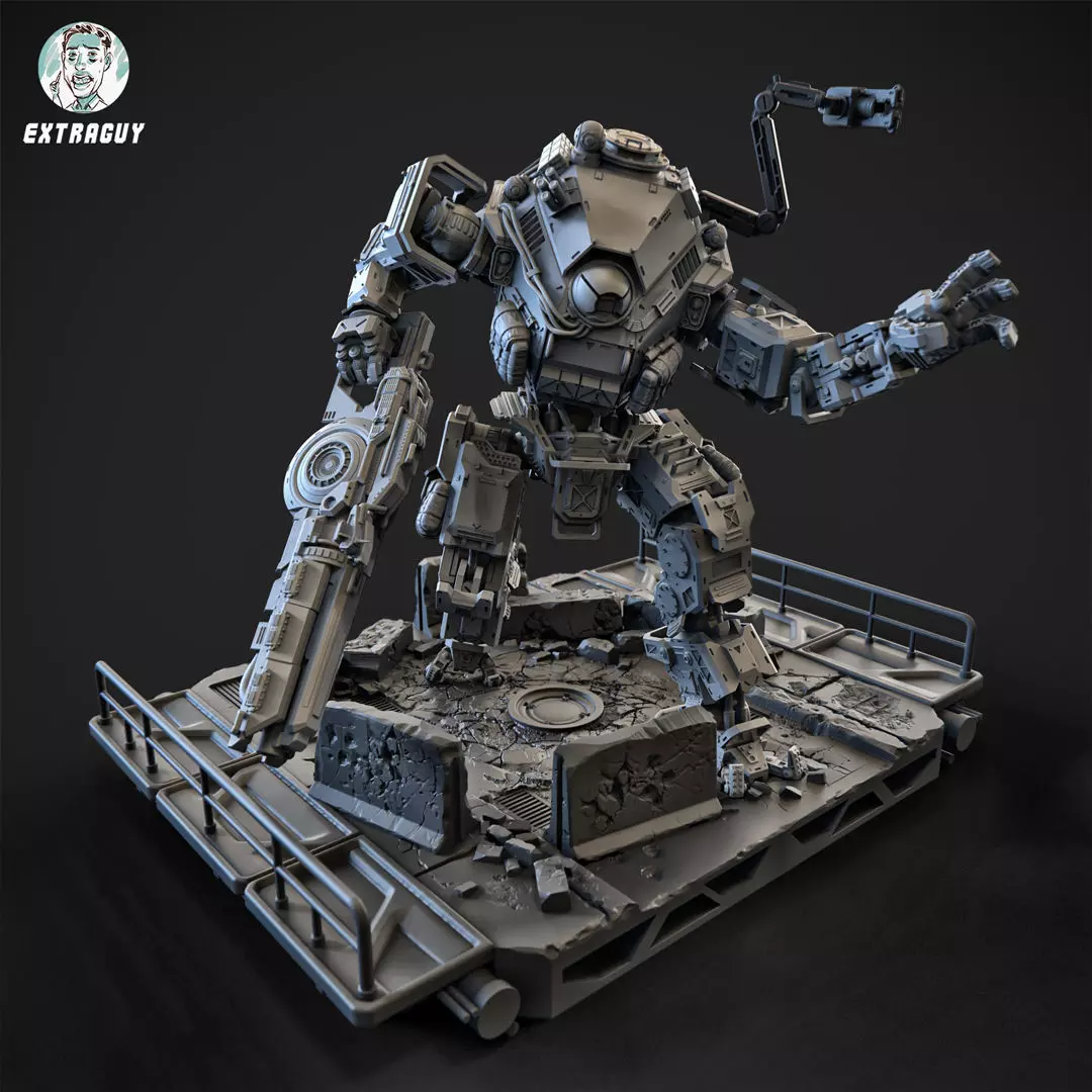 Big Particle Robot Static Pose Set 100mm approx height 3D print model_0