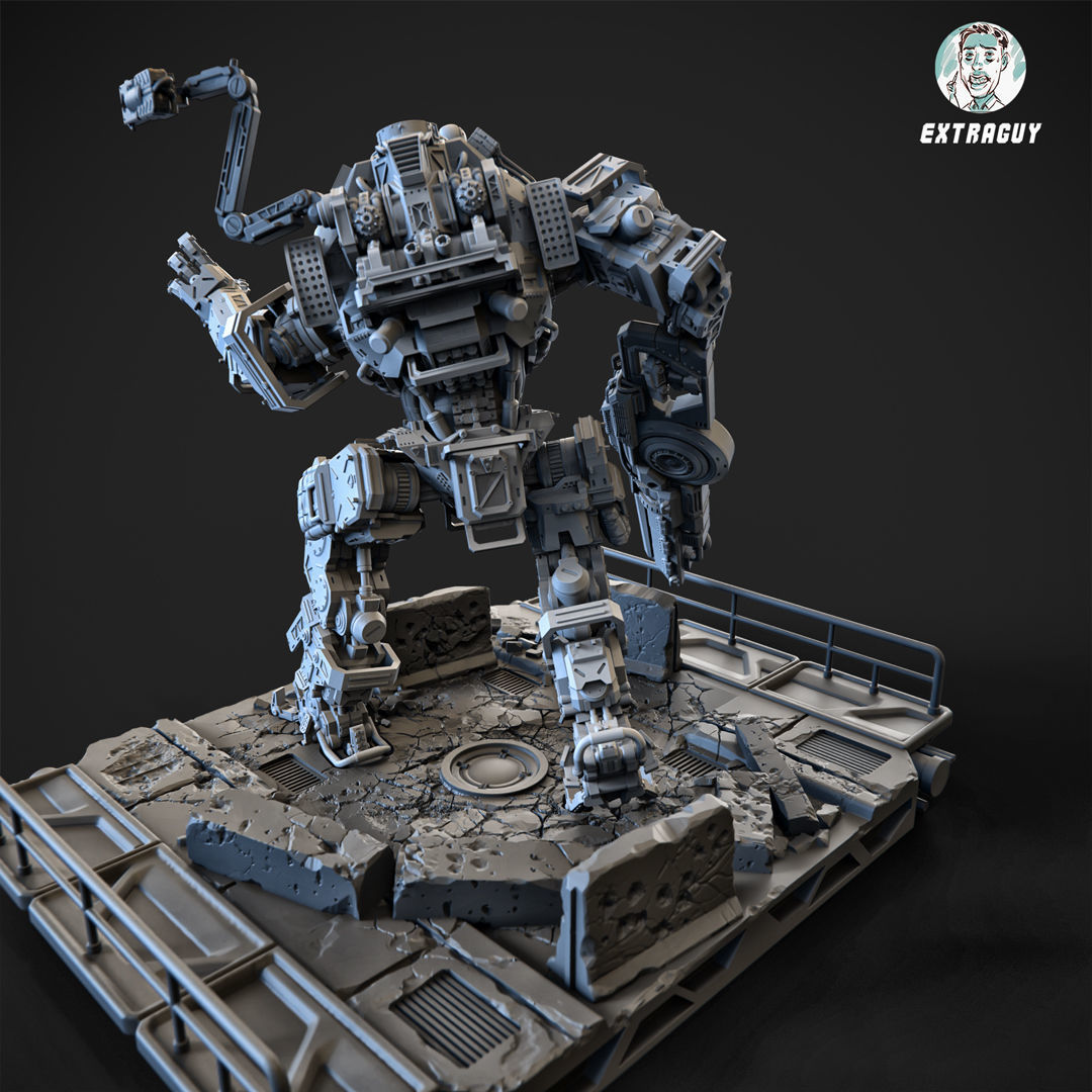 Big Particle Robot Static Pose Set 100mm approx height 3D print model_2