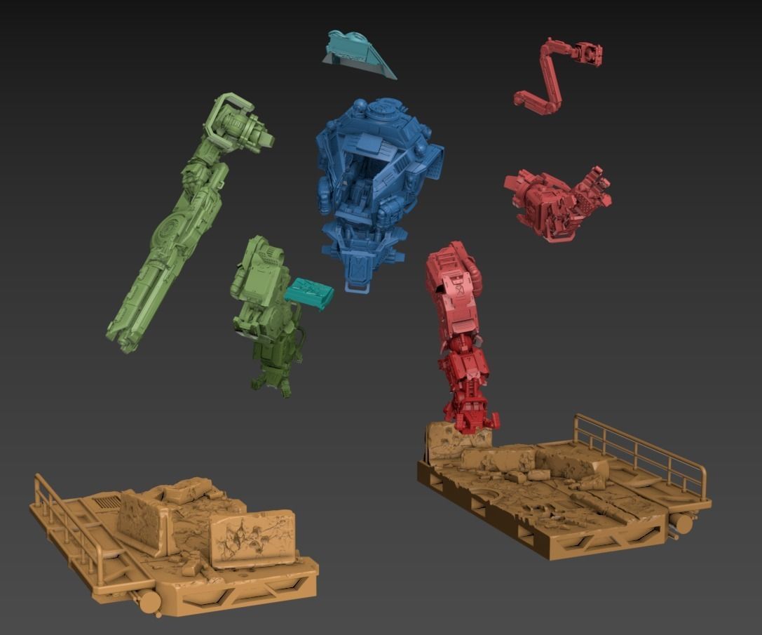 Big Particle Robot Static Pose Set 100mm approx height 3D print model_5