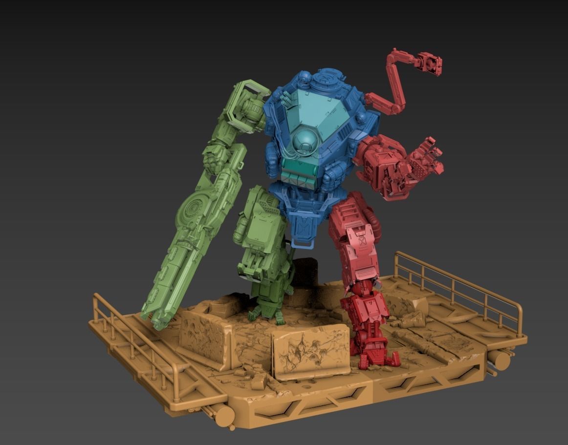 Big Particle Robot Static Pose Set 100mm approx height 3D print model_4