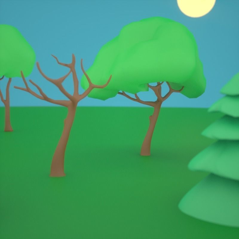 LowPoly Nature Asset Pack Trees Grass and Rocks for AR VR Games Low-poly 3D model_18