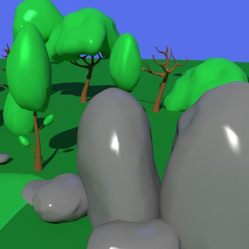 LowPoly Nature Asset Pack Trees Grass and Rocks for AR VR Games Low-poly 3D model_15