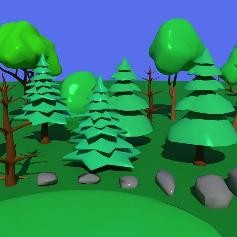 LowPoly Nature Asset Pack Trees Grass and Rocks for AR VR Games Low-poly 3D model_13