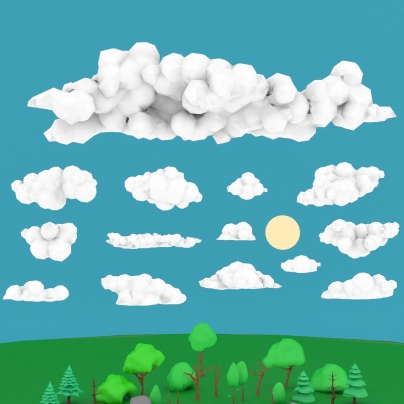 LowPoly Nature Asset Pack Trees Grass and Rocks for AR VR Games Low-poly 3D model_5