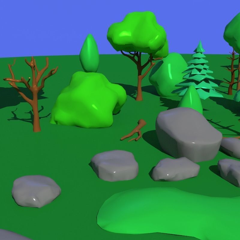 LowPoly Nature Asset Pack Trees Grass and Rocks for AR VR Games Low-poly 3D model_14