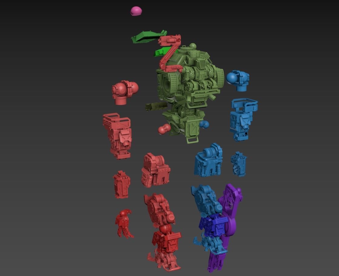 Big Particle Robot Poseable Set 100mm approx height 3D print model_6