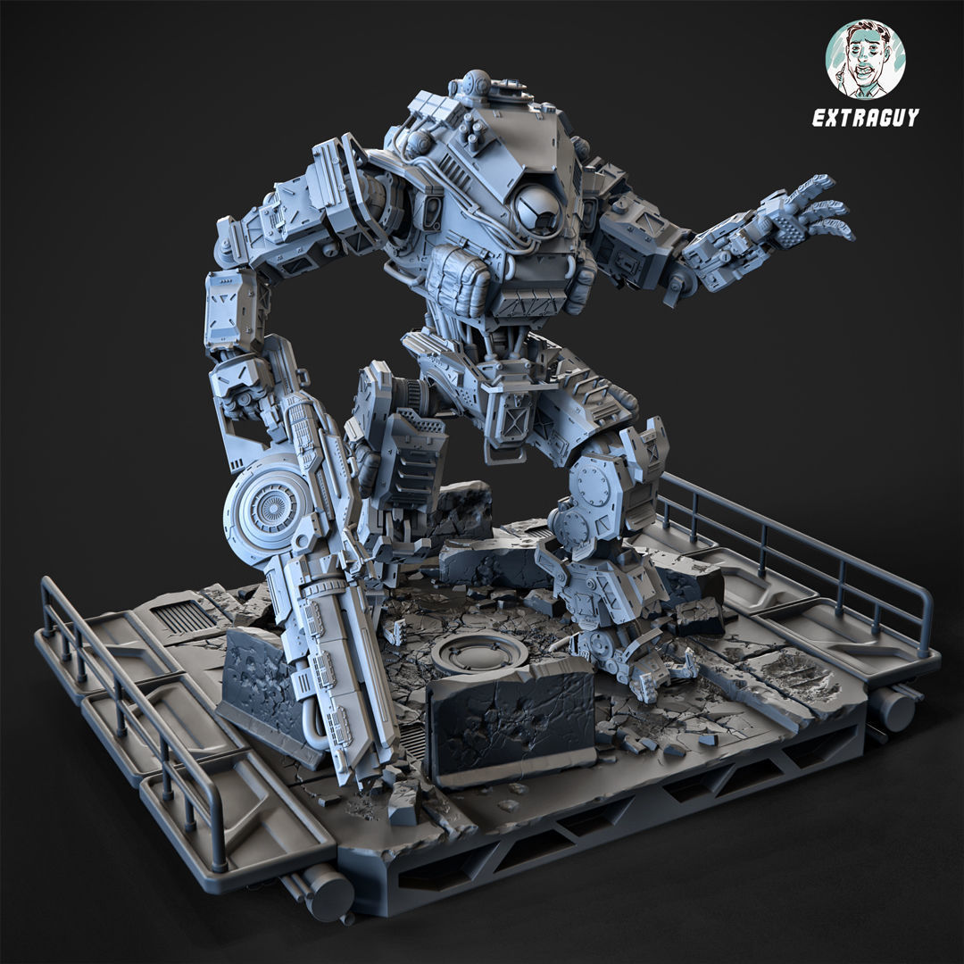 Big Particle Robot Poseable Set 100mm approx height 3D print model_2