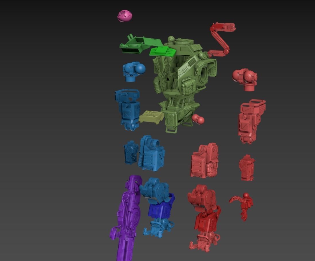 Big Particle Robot Poseable Set 100mm approx height 3D print model_5