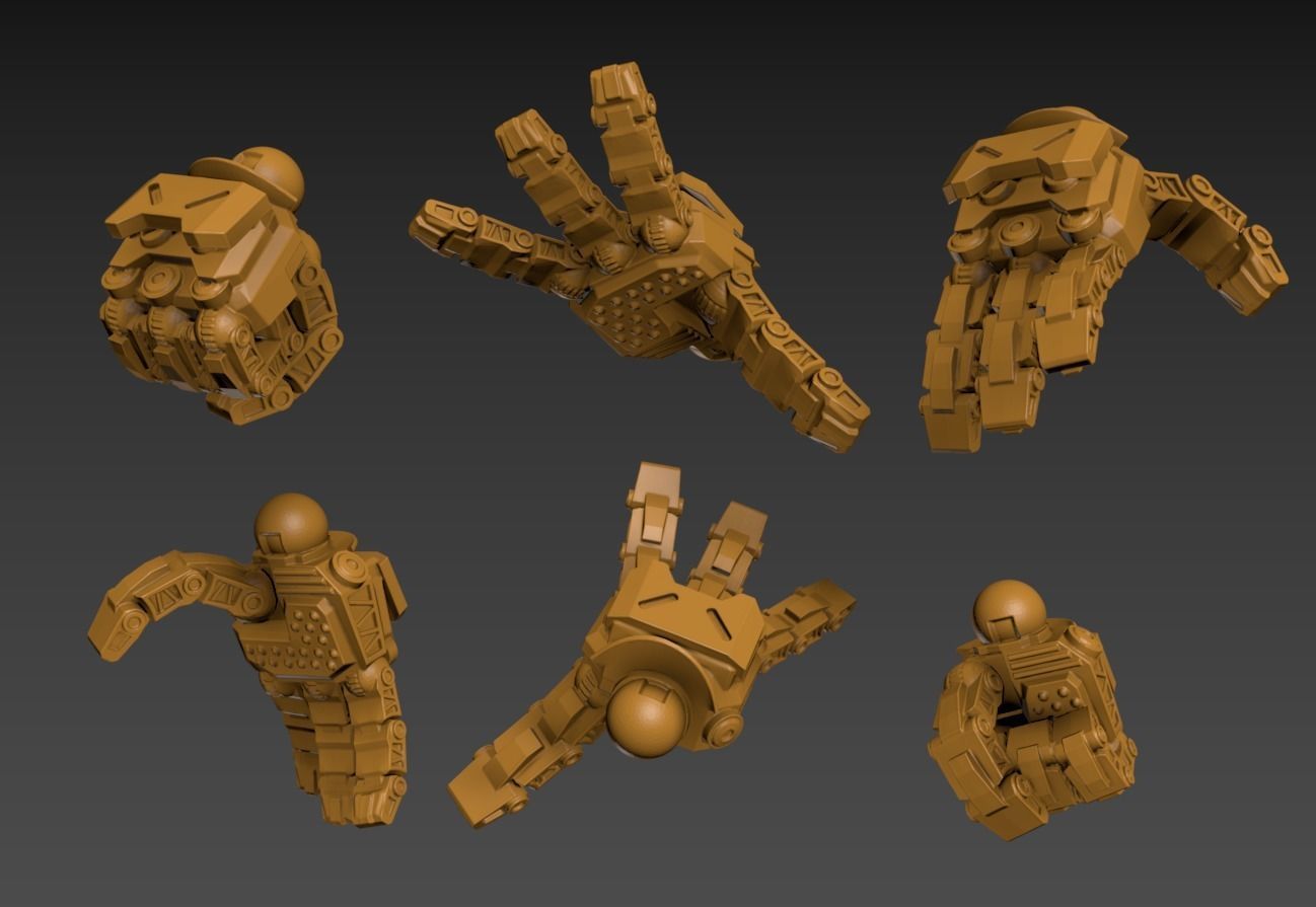 Big Particle Robot Poseable Set 100mm approx height 3D print model_13