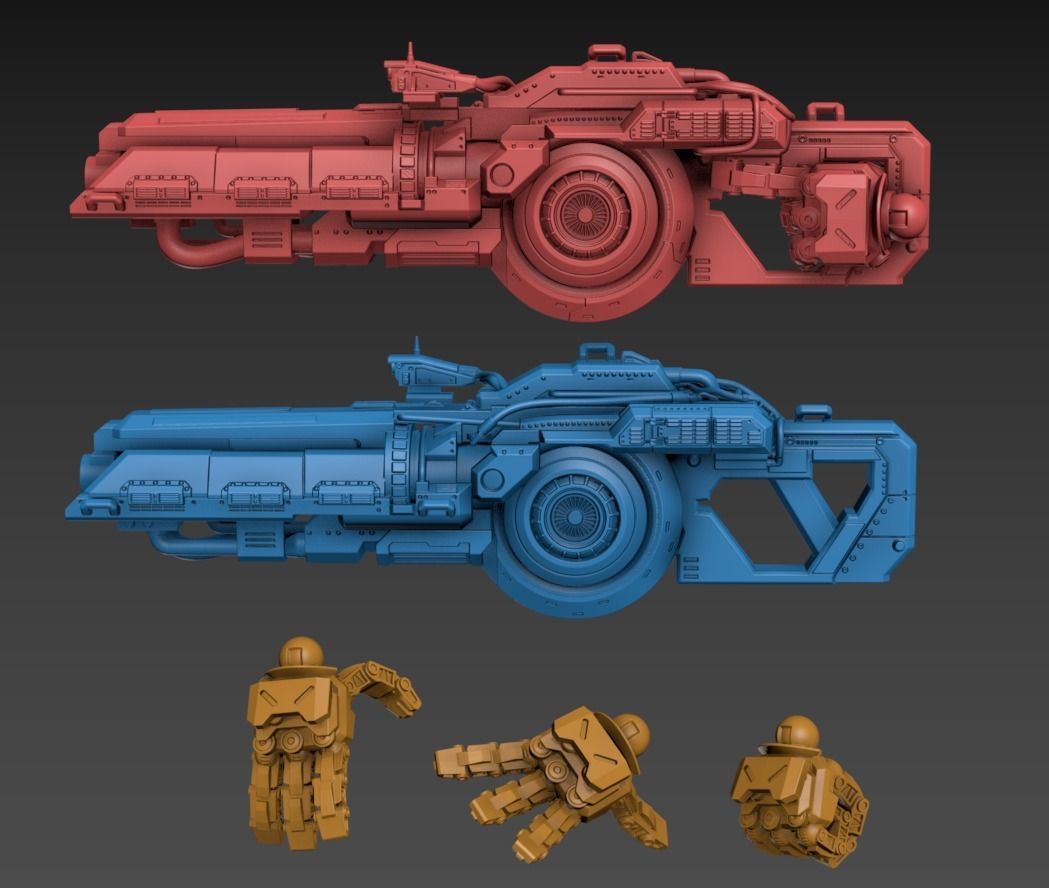 Big Particle Robot Poseable Set 100mm approx height 3D print model_10