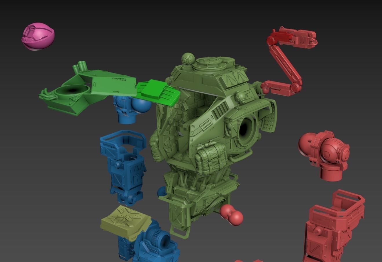 Big Particle Robot Poseable Set 100mm approx height 3D print model_7