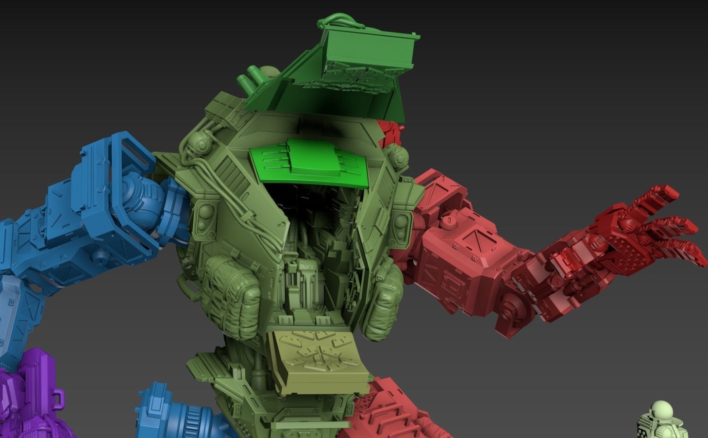 Big Particle Robot Poseable Set 100mm approx height 3D print model_14