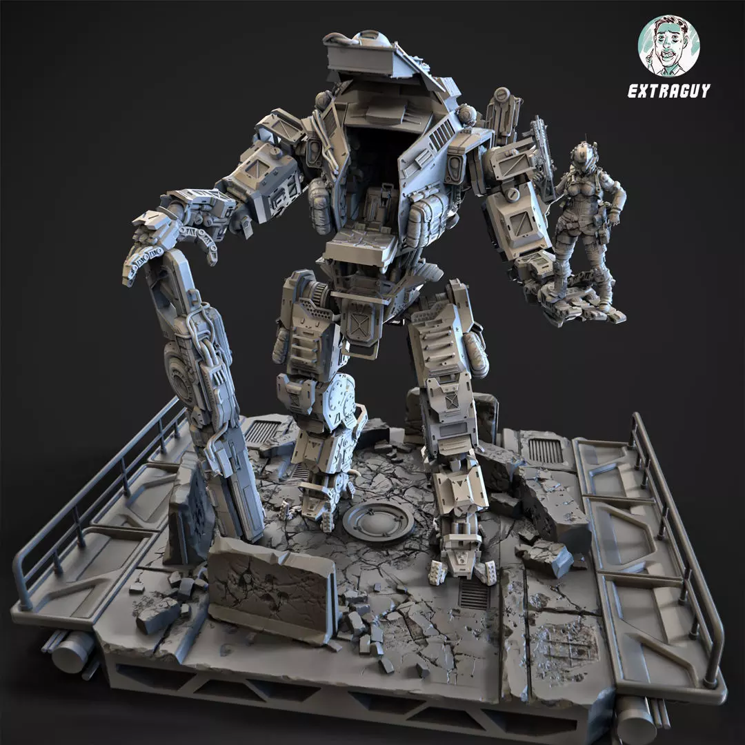 Big Particle Robot Poseable Set 100mm approx height 3D print model_0